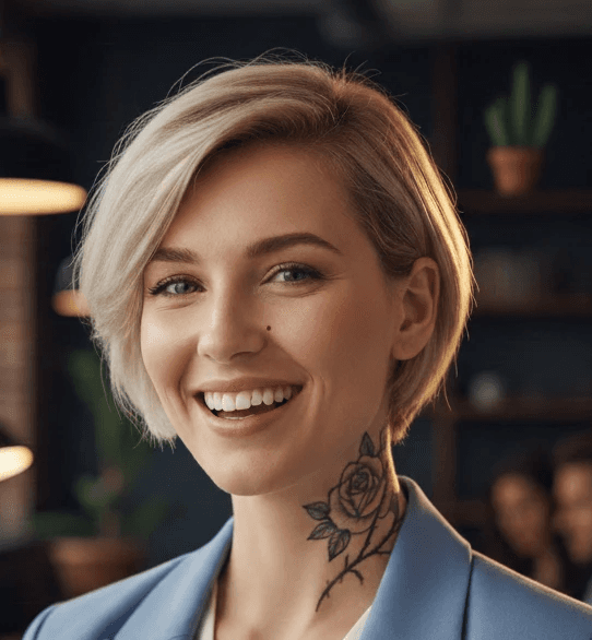 woman in white crew neck shirt smiling