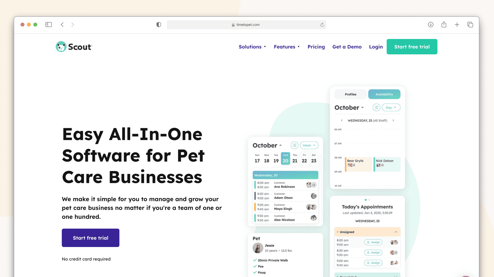 Screenshot of Scouts's marketing site