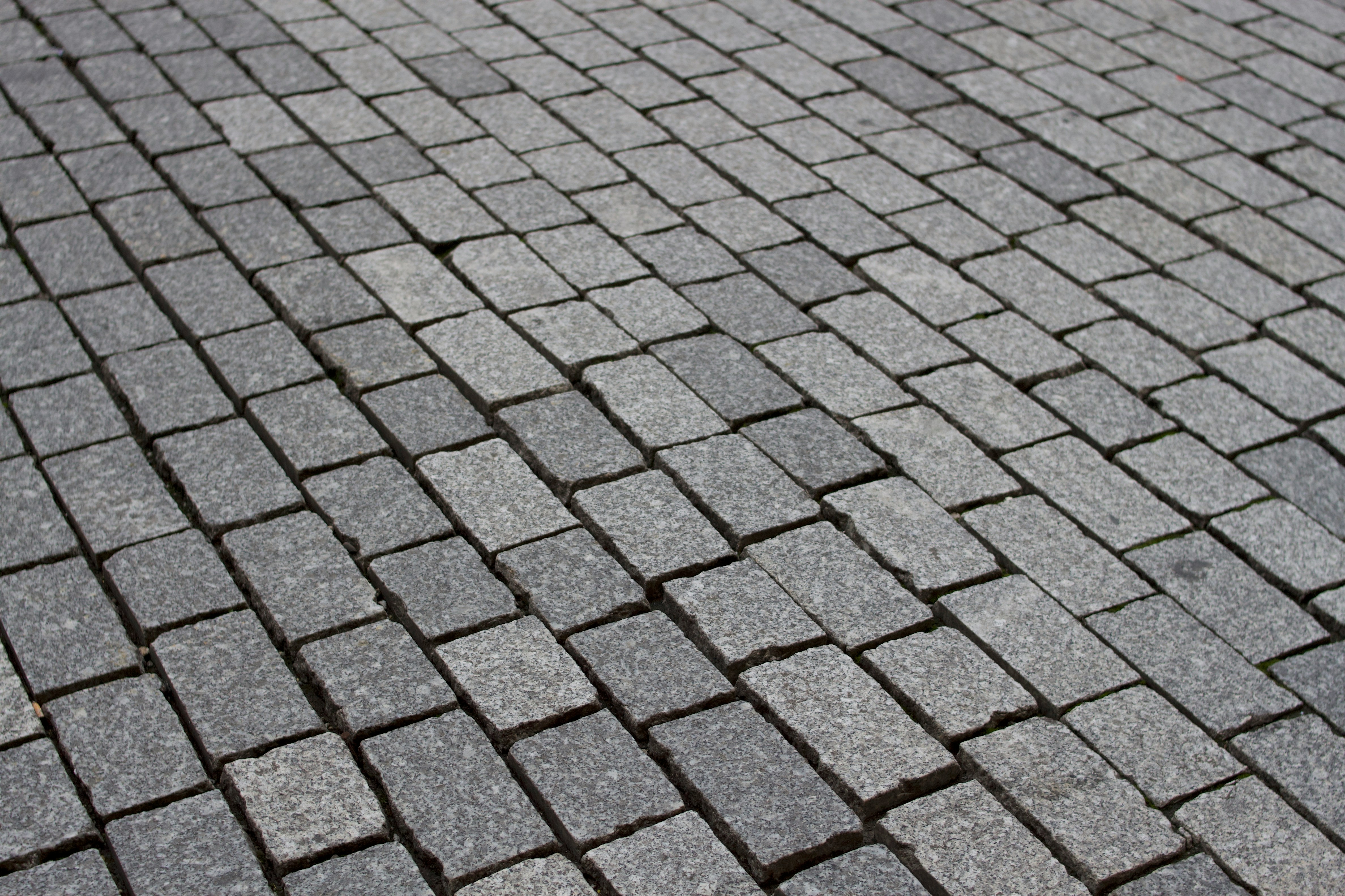 Gray cobblestone pavement.