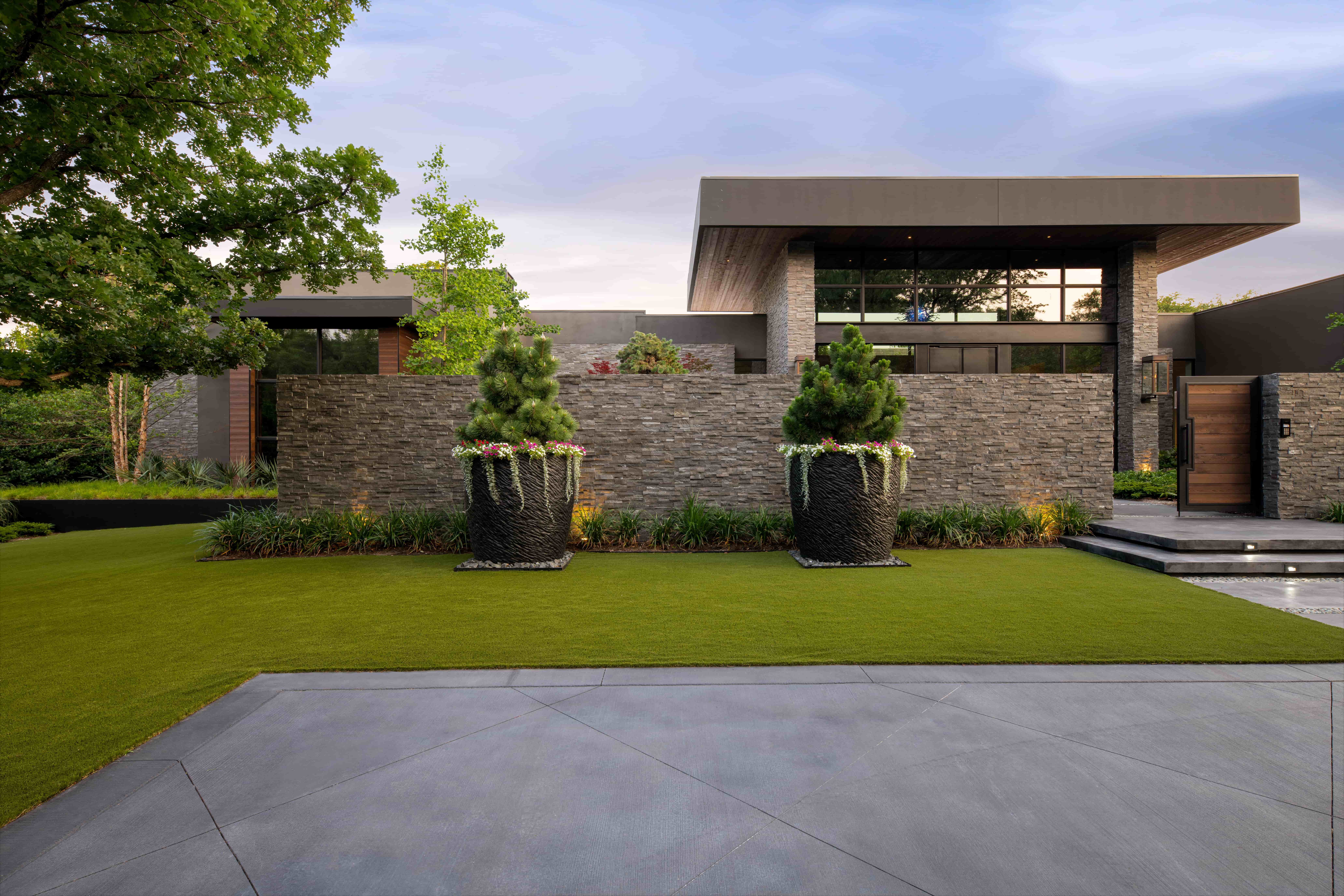 Front house landscape plan — Dallas luxury estate approach by Blount Designs