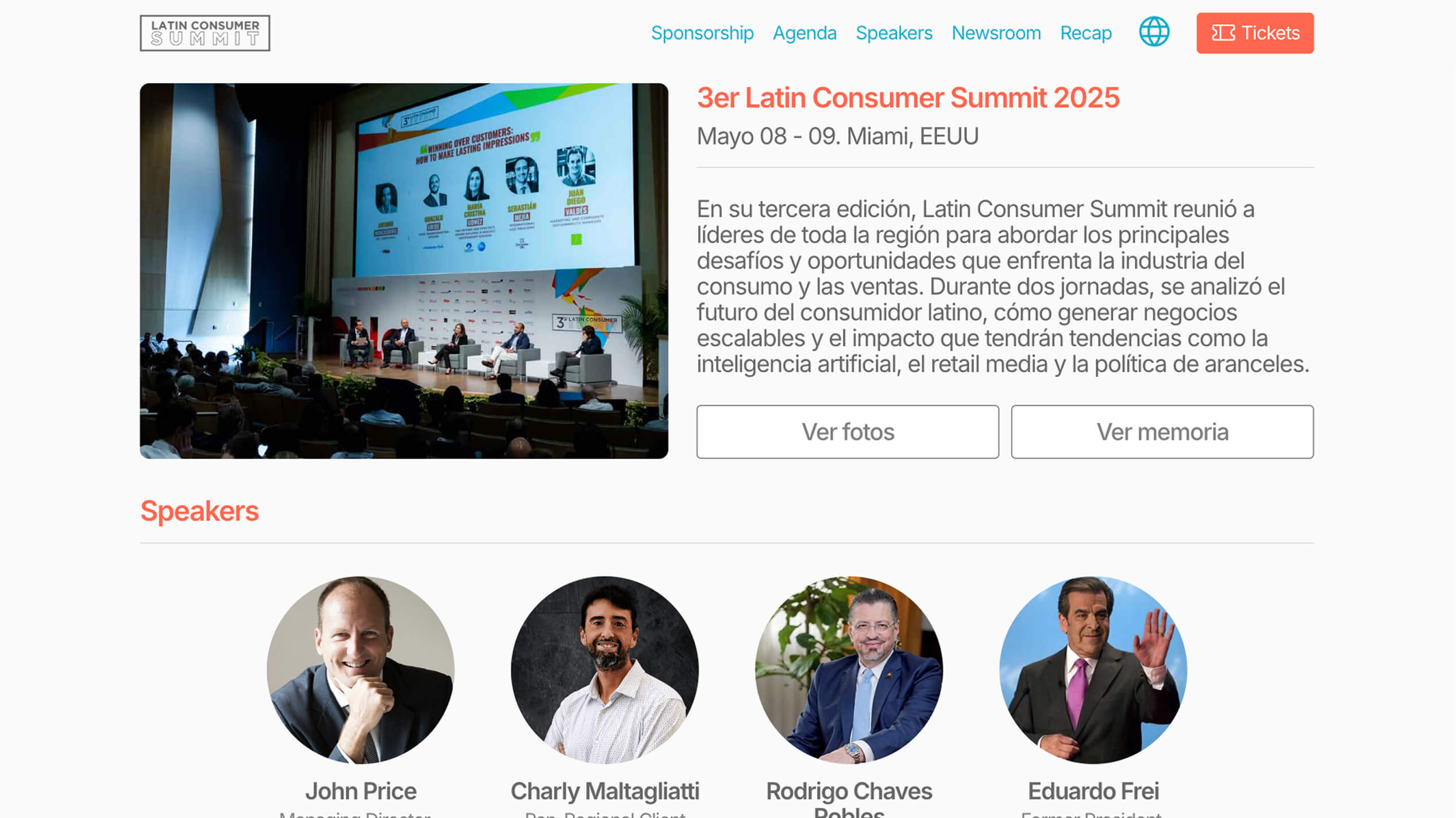Diseño web desktop Ohla sección Recap edición anterior Latin Consumer Summit
