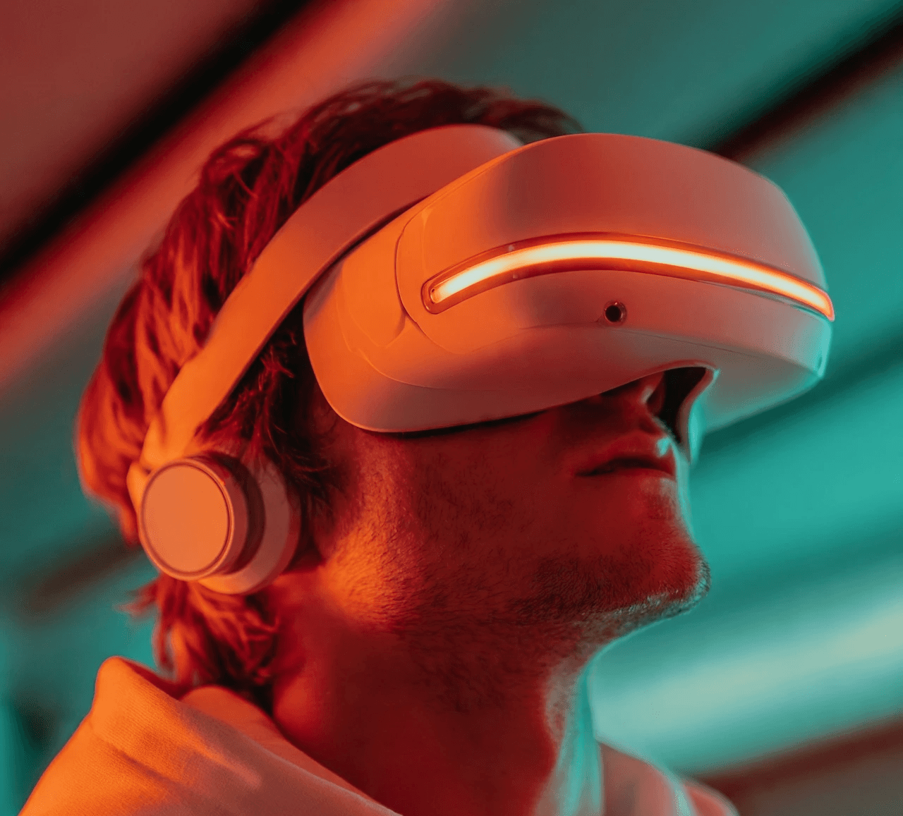 Person wearing VR Box