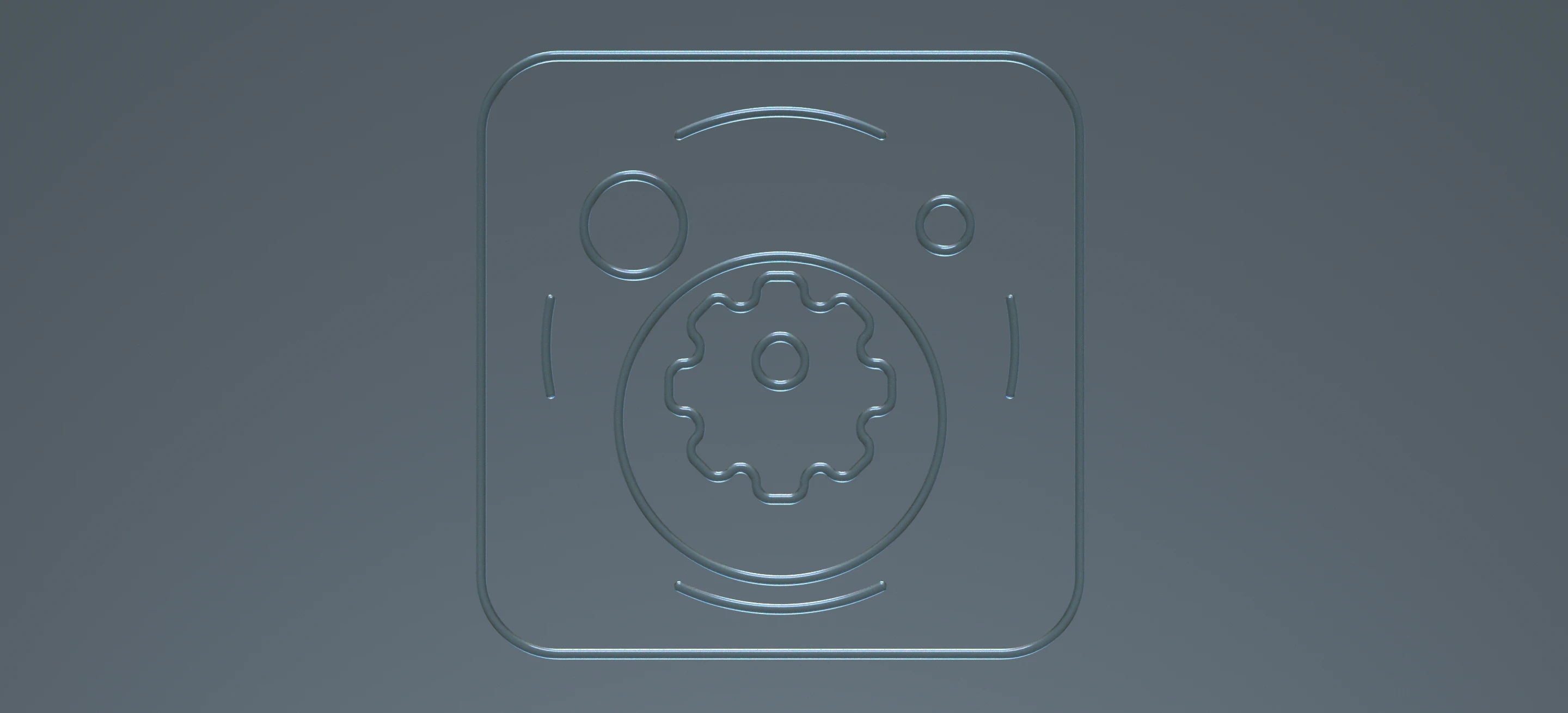 glass 3d icon on the blue background