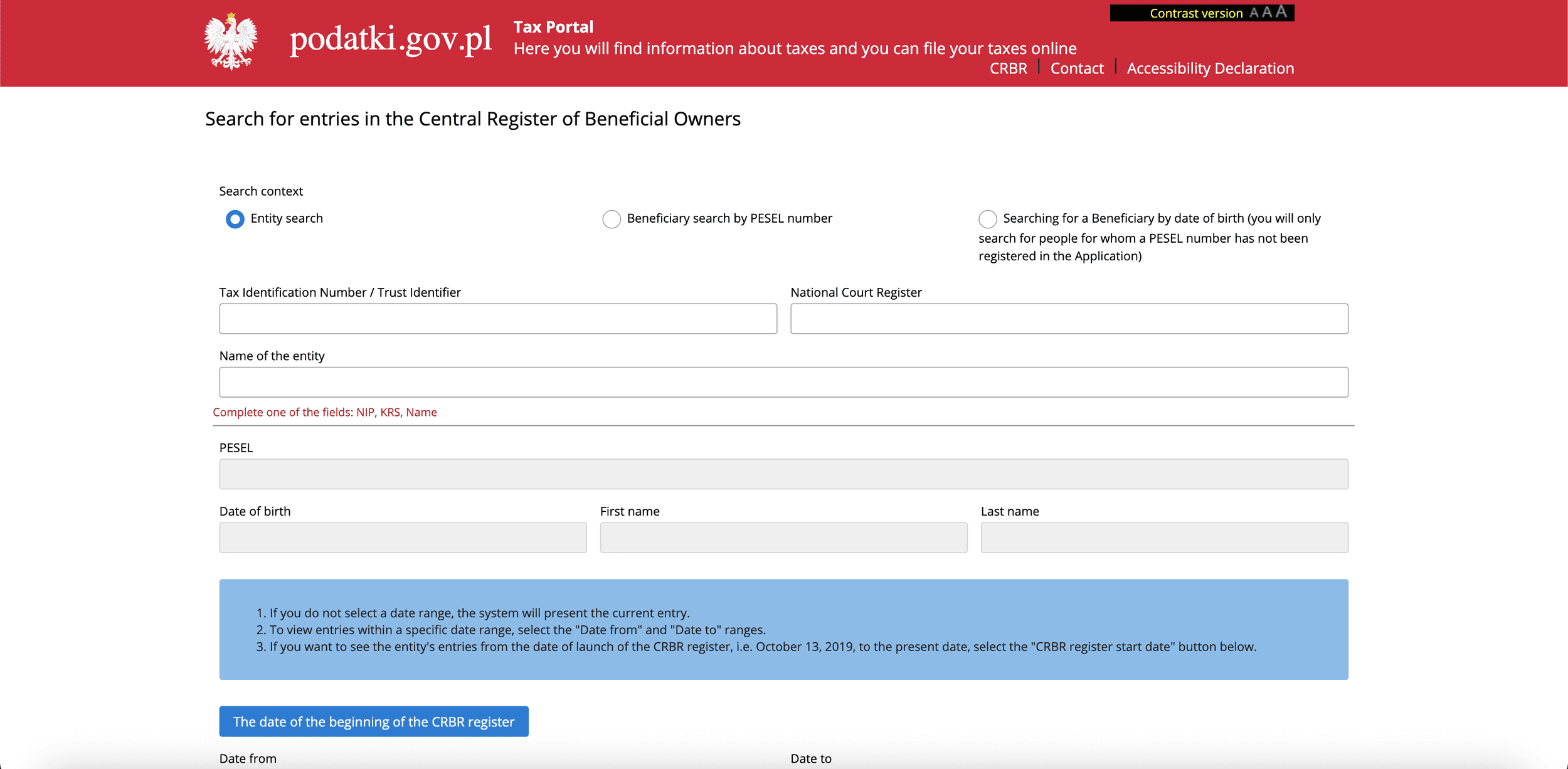 CRBR’s online portal