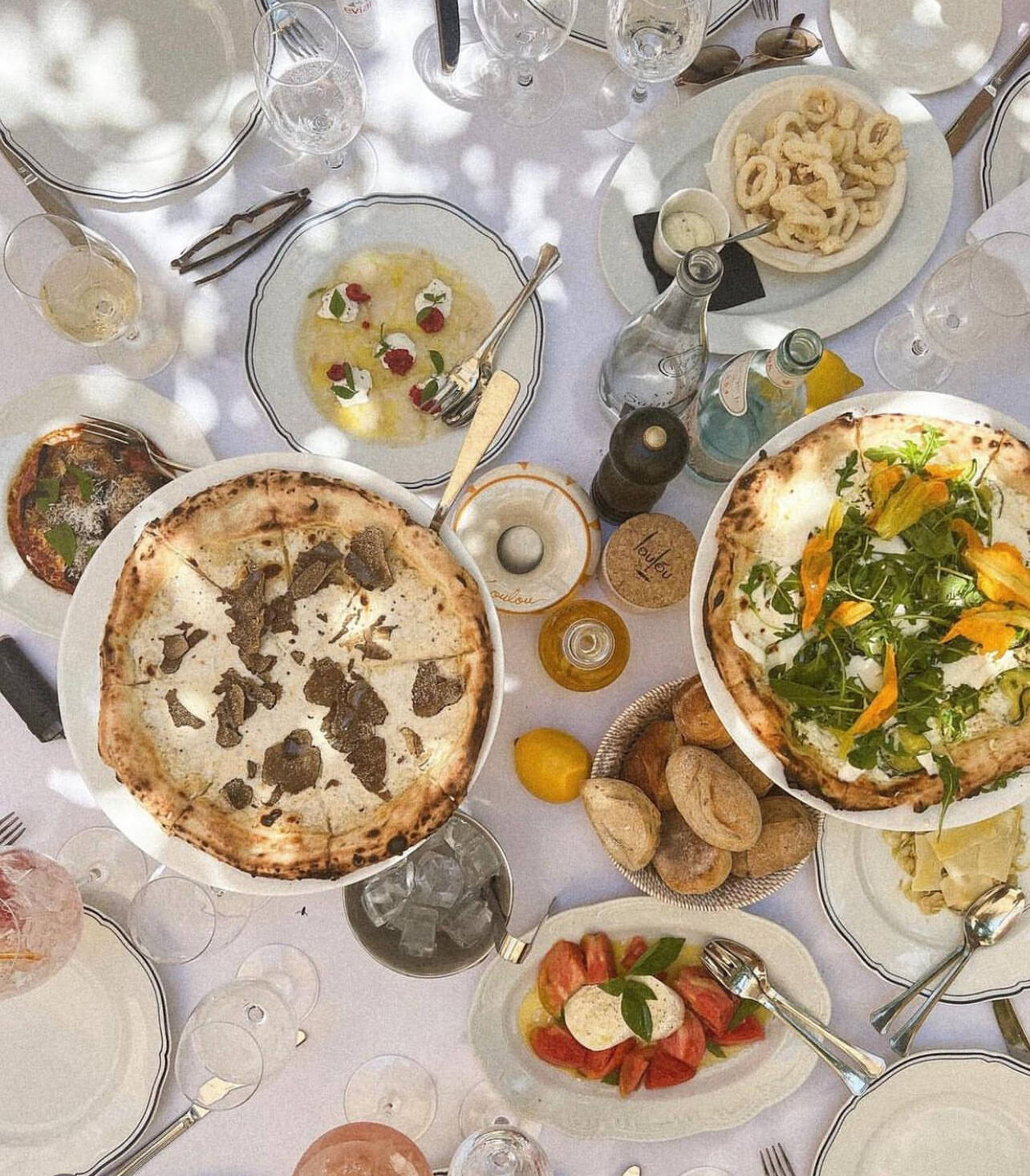 sharing dishes in the middle