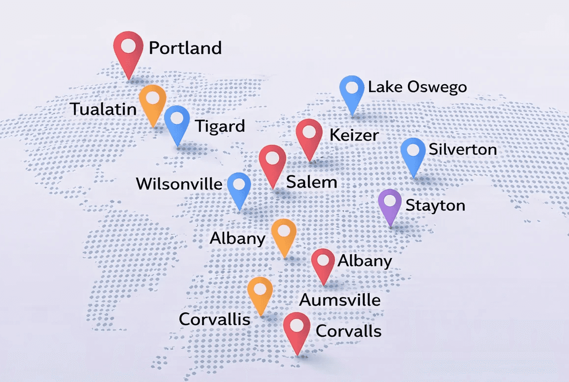 Image of a map with selected locations