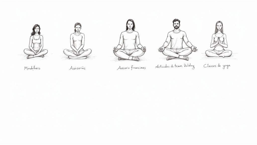 Una persona recibiendo un masaje en silla shiatsu en un entorno de oficina moderno y luminoso