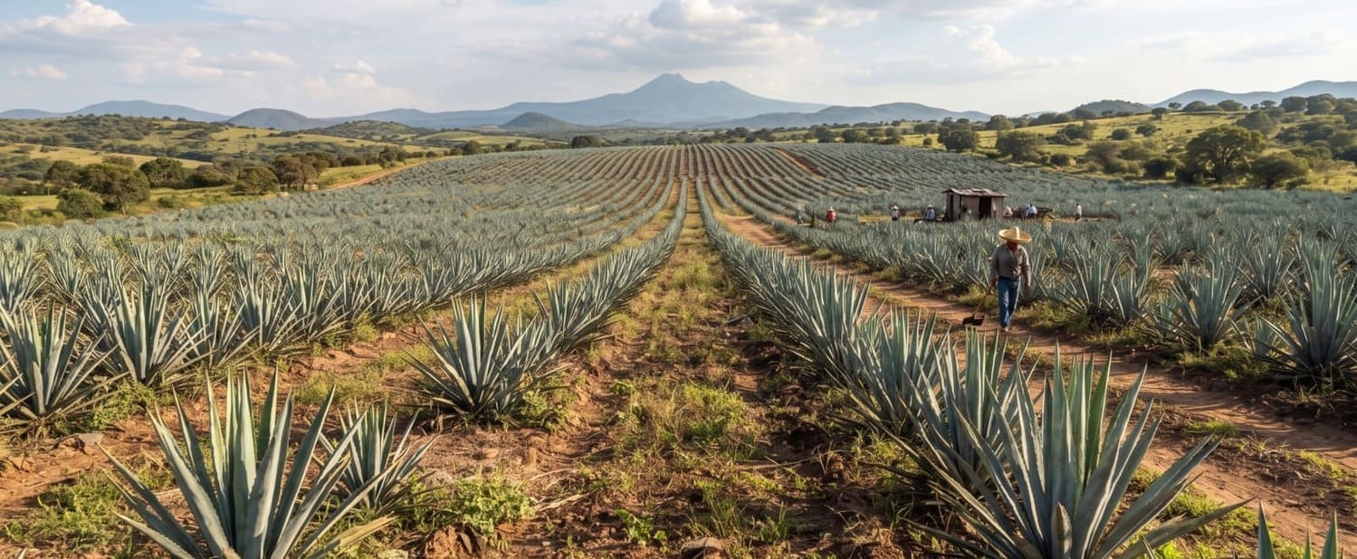 blue weber agave field in mexico