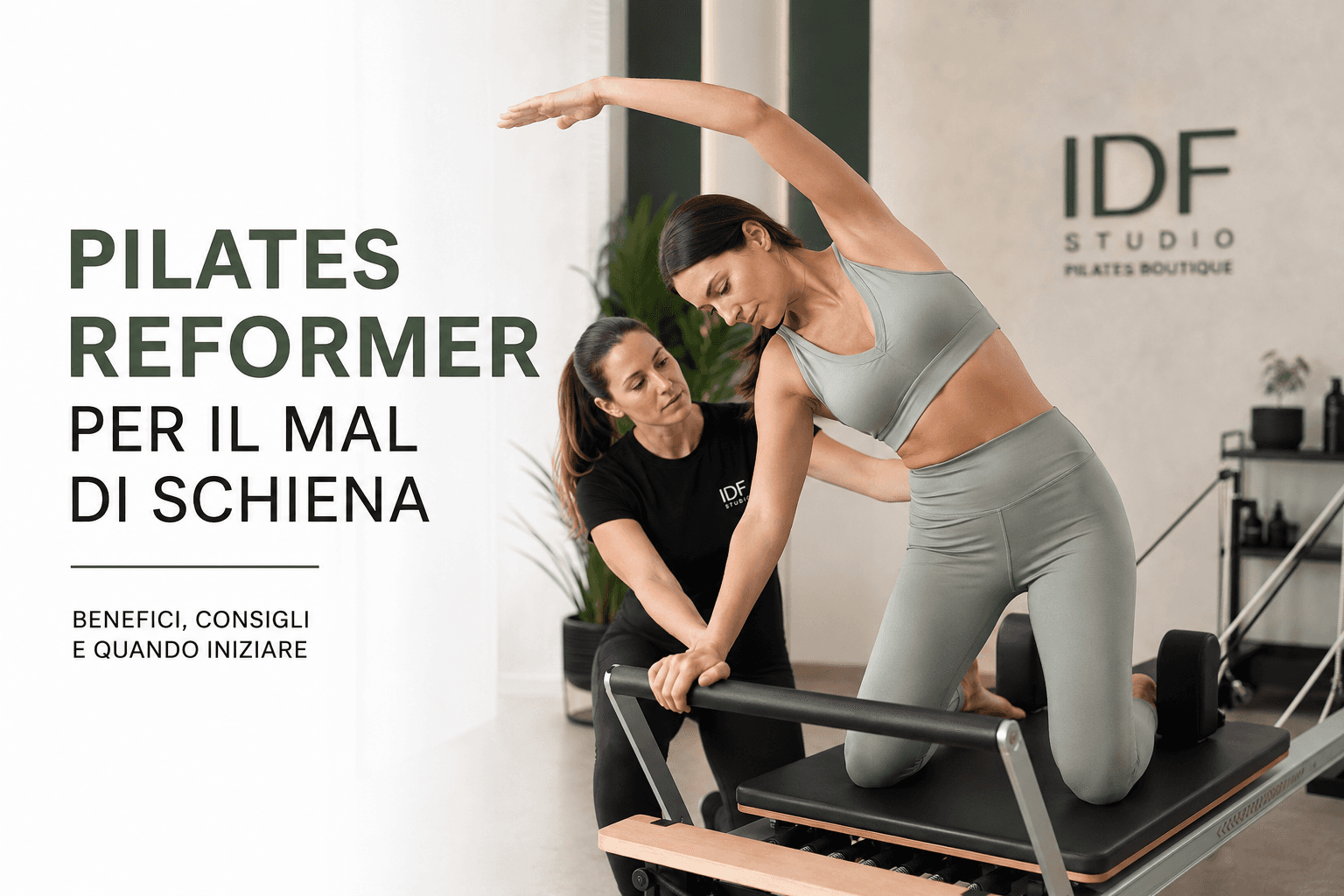 Lezione di Pilates Reformer per migliorare postura e benessere della schiena presso IDF Studio.