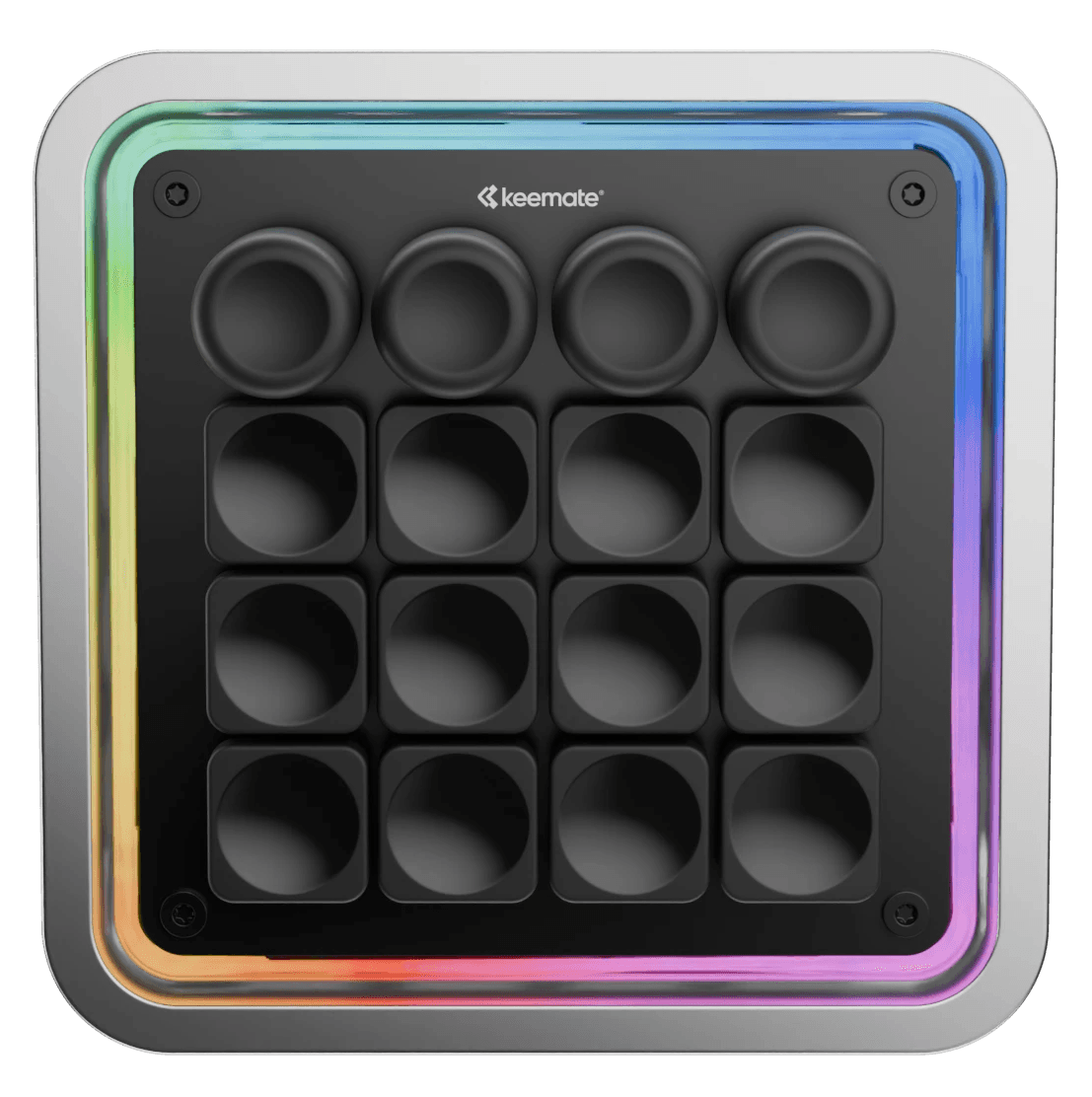 Gold iPhone displaying a habit tracker app interface with cards for journaling, exercise, hydration, and meditation, set against a light grey background.