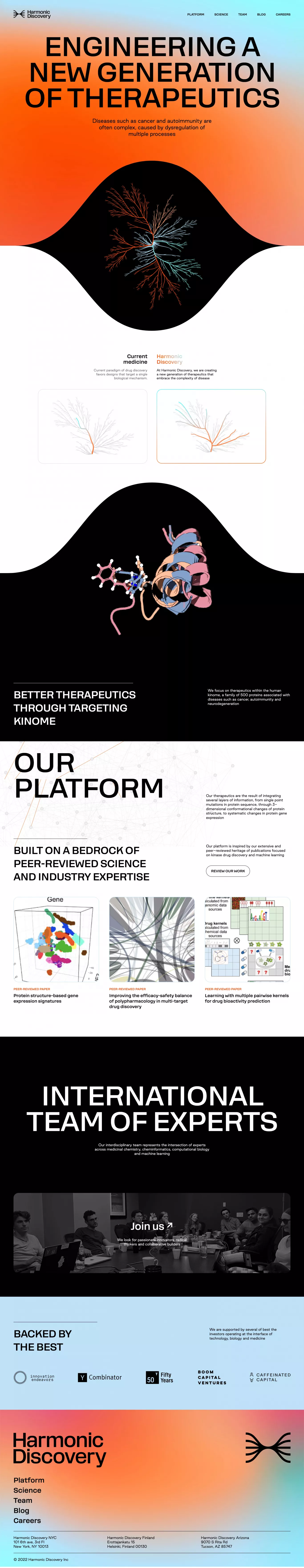 Harmonic Discovery other page screenshot showcasing Medical and Tech design
