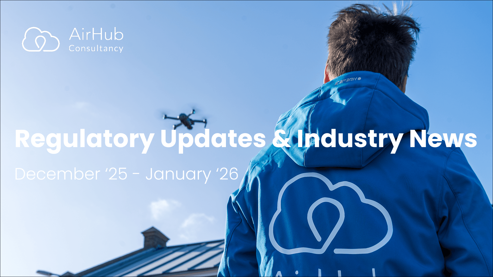 Mann beobachtet Drohne im Luftraum zur Einhaltung gesetzlicher Vorschriften.