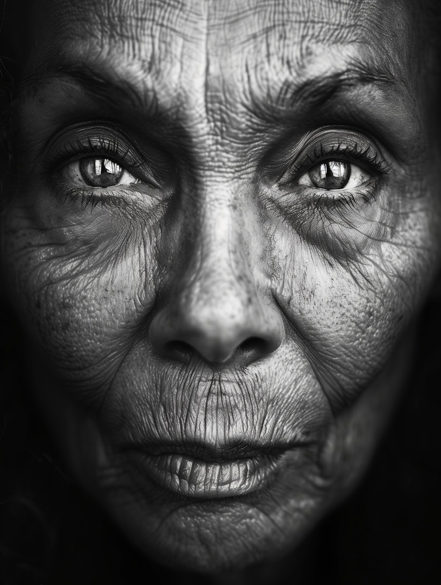 Elderly Womans Portrait in High-Contrast