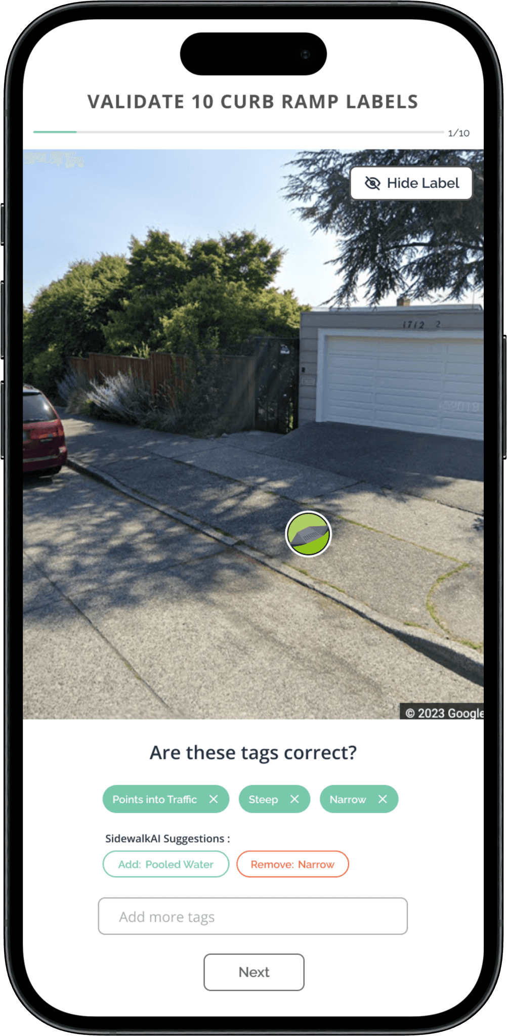 Mobile Validation Interface - Step 2