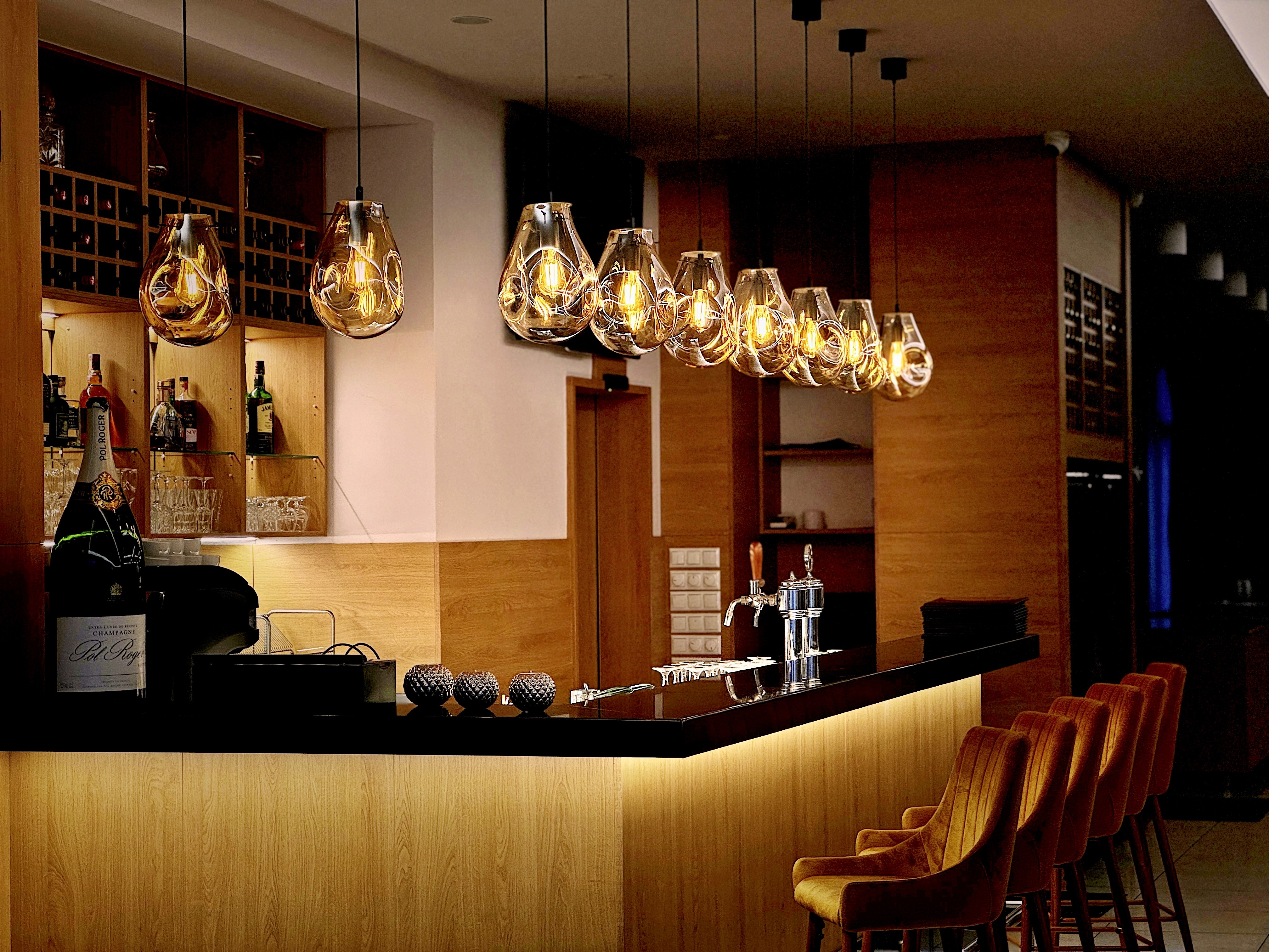 light bulbs over bar area