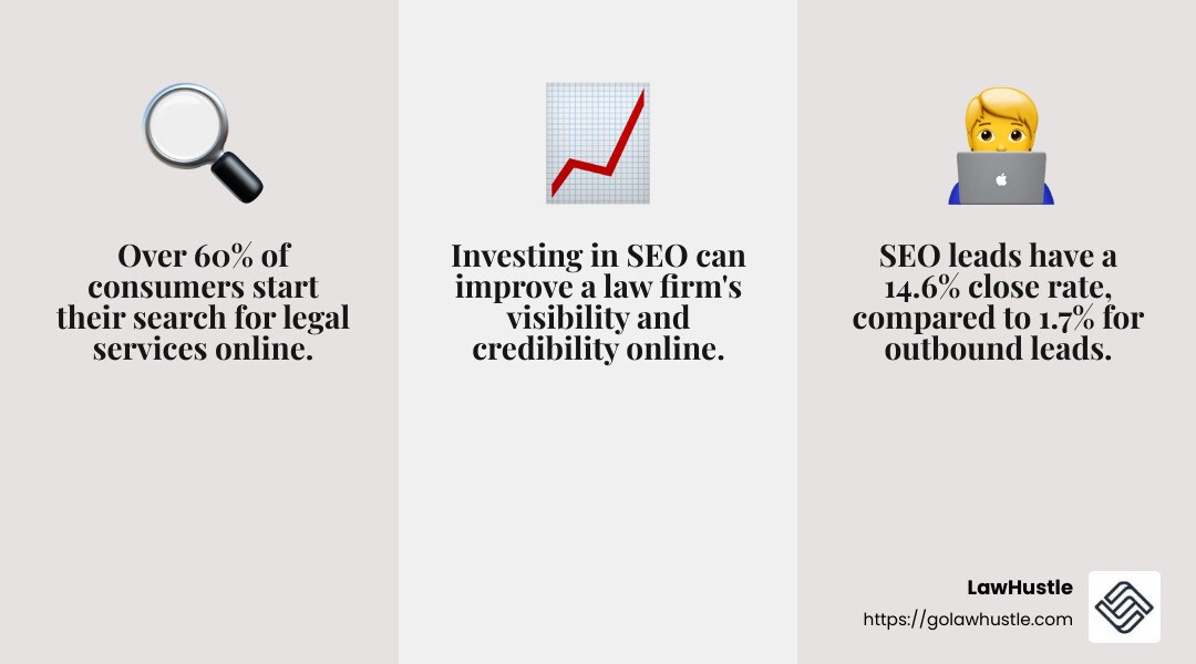 SEO can significantly improve your law firm's visibility. - bankruptcy leads infographic 3_facts_emoji_grey