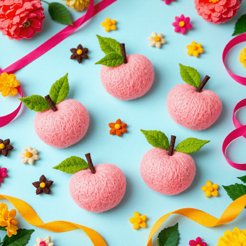 product photography of felt decorations