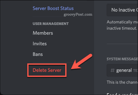 delete discord server