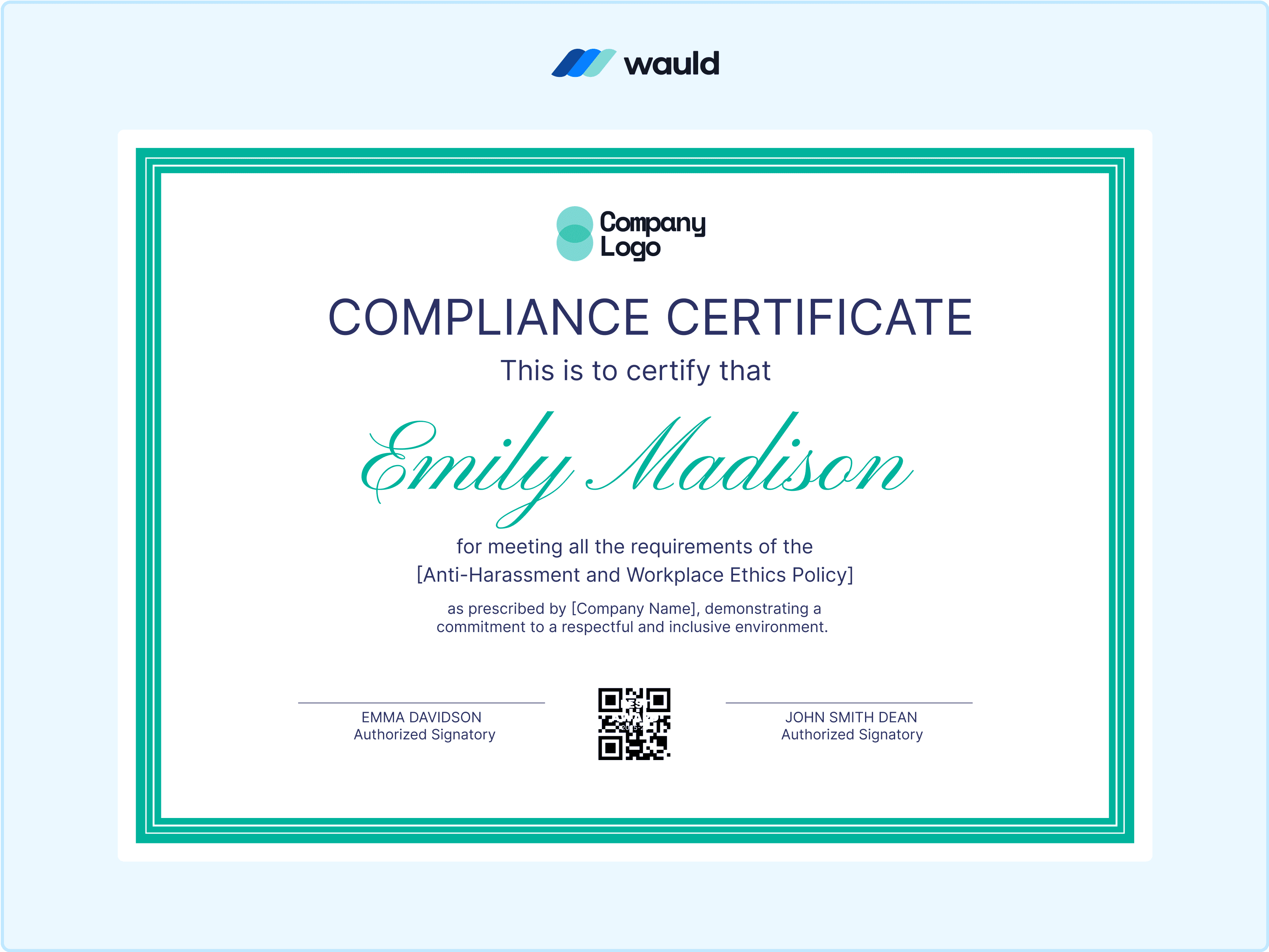Wauld - Professional and simple certificate template&nbsp;
