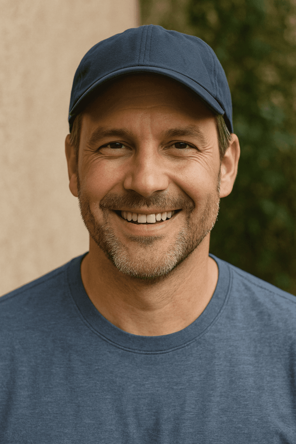 50 year old male smiling after recieving great orthopedic care.