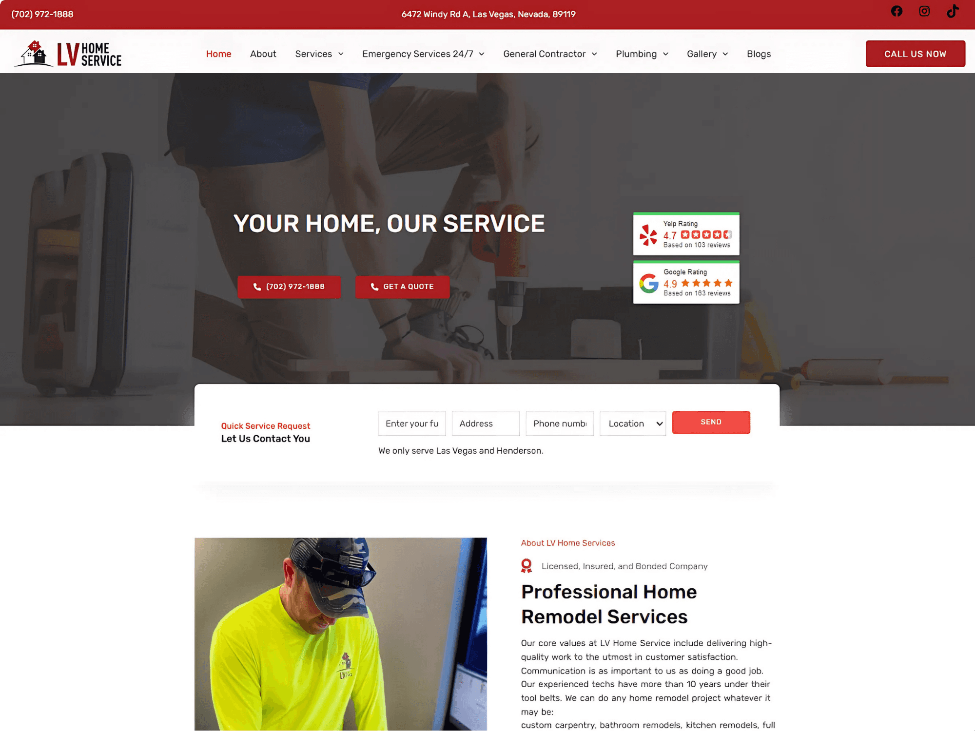 LV Home Service Webpage: Coozmoo Client