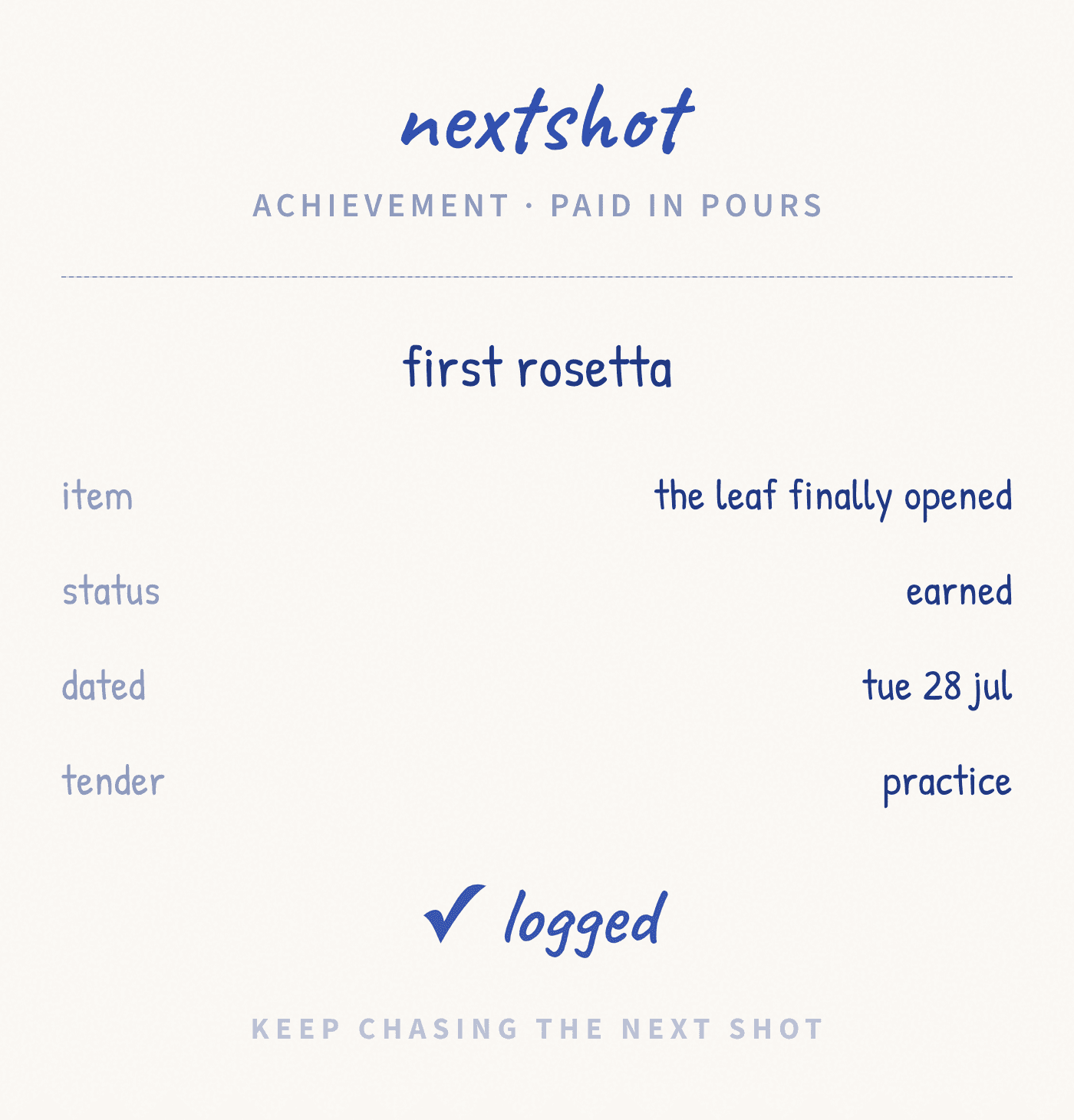 NextShot receipt screen