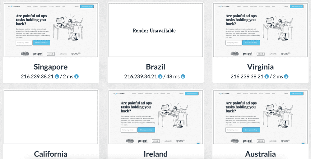Preview websites from different geos