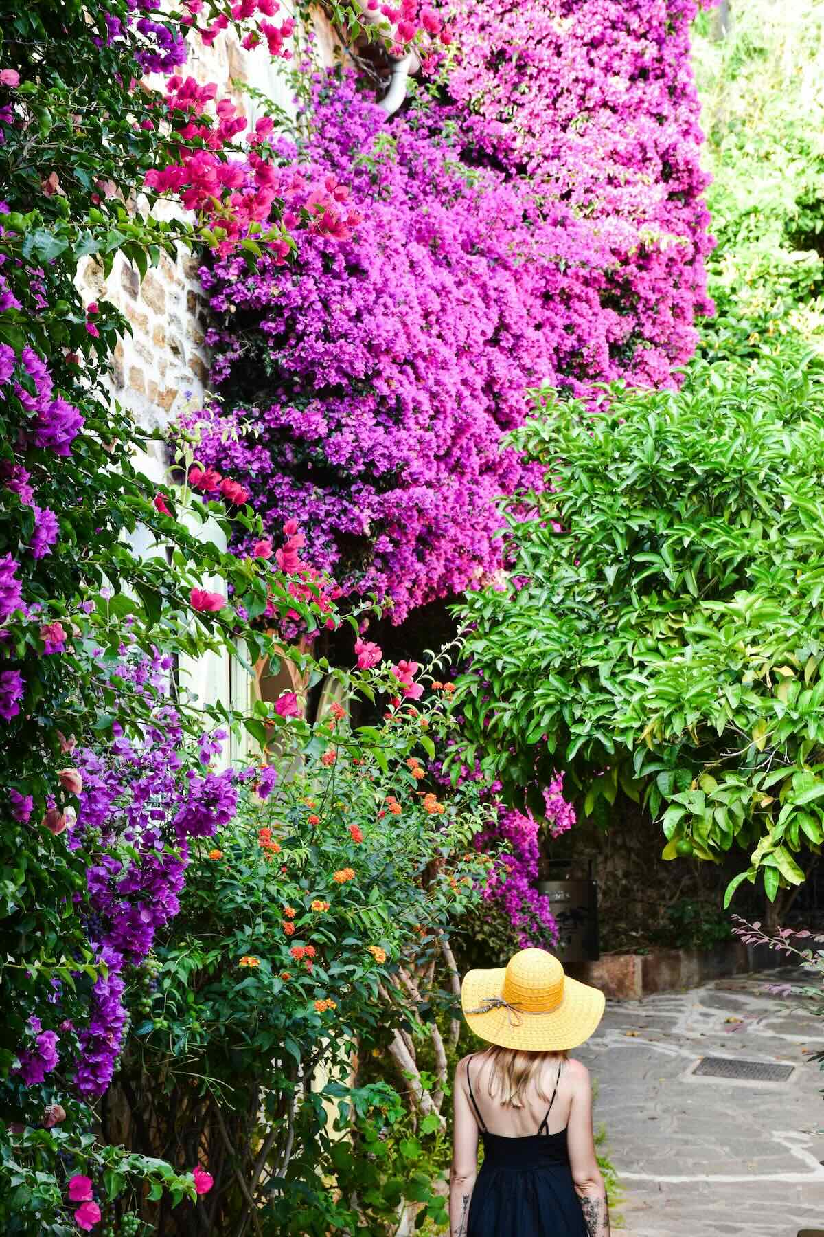 Femme se promenant dans les ruelles pittoresques de Saint-Rémy-de-Provence, entourée de façades en pierre, de volets colorés et de petites boutiques artisanales. Croceo vous fait découvrir le charme authentique de la Provence avec sa conciergerie Airbnb.