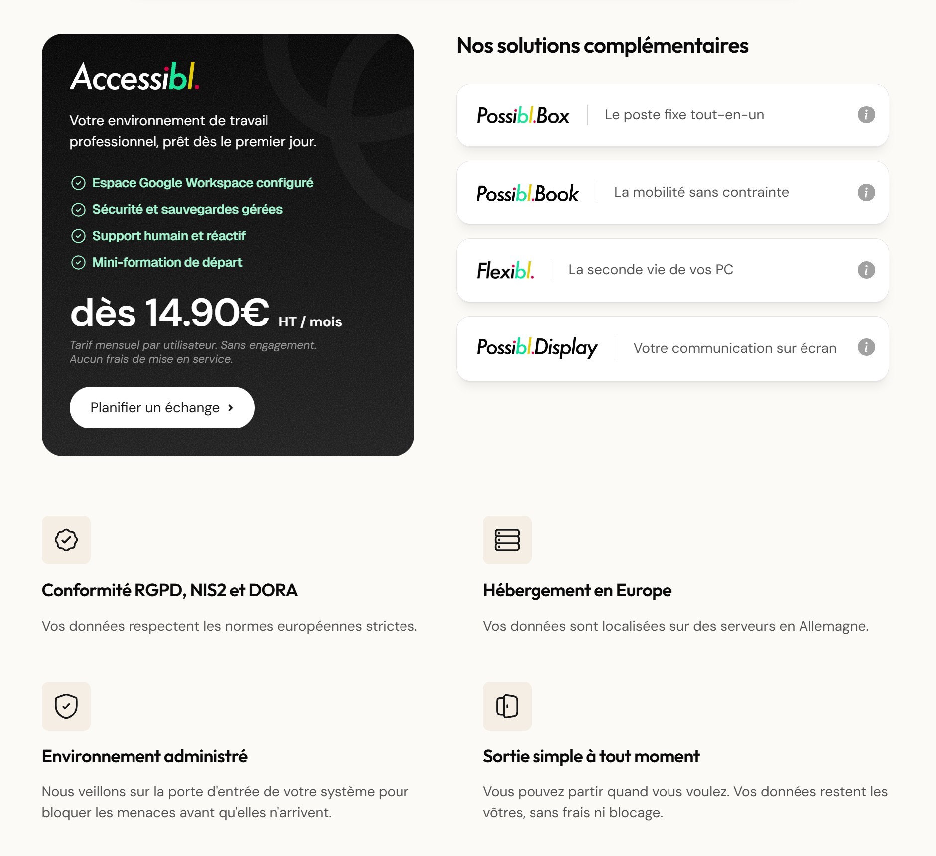 section pricing landing page possibl