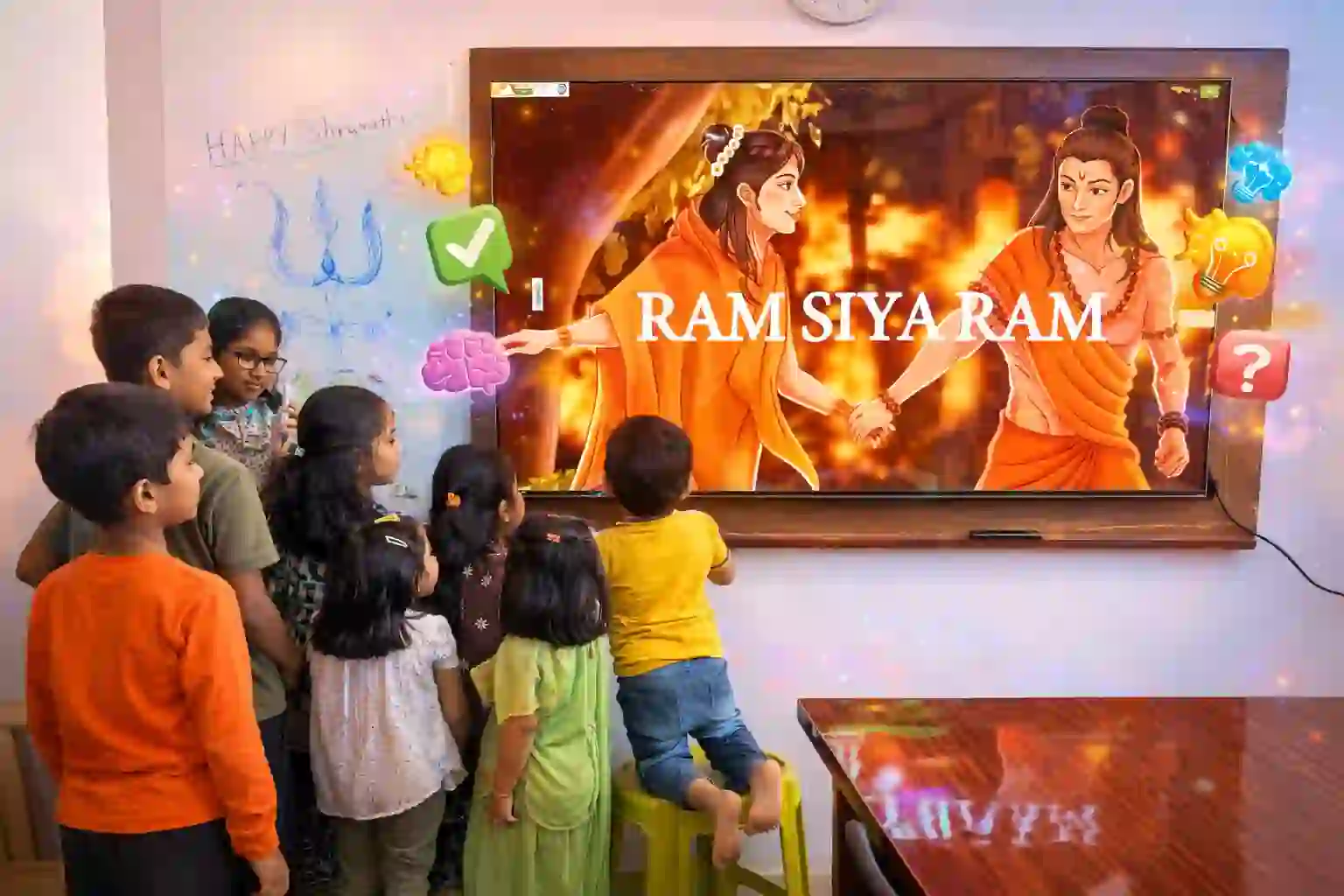 Children attending an interactive classroom activity at Brainy Bots Academy