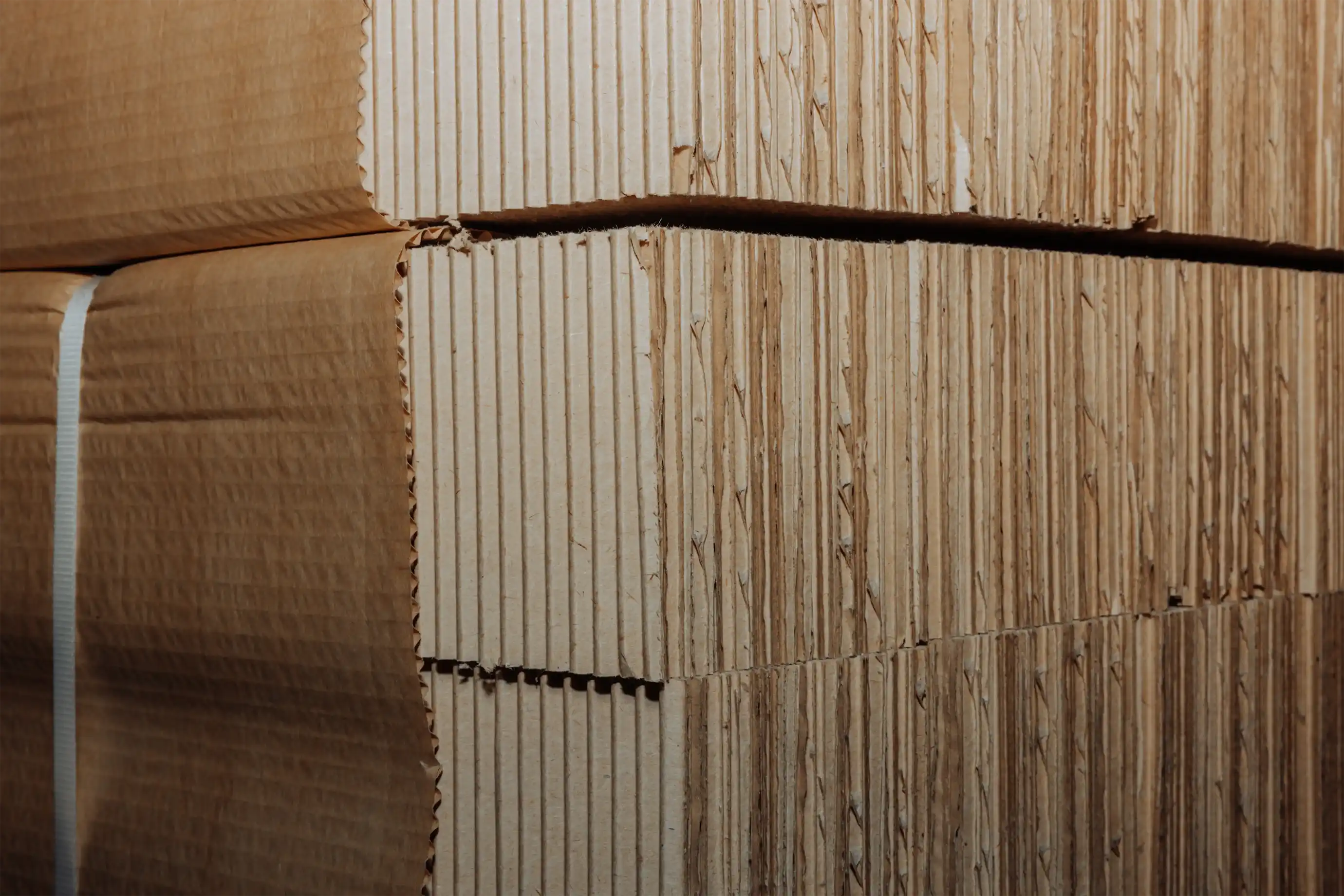 Close up image of corrugated cardboard products