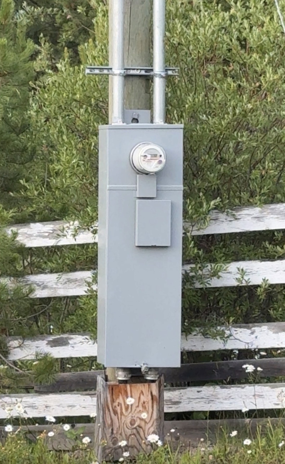 Exterior meter and service equipment installed on a utility pole