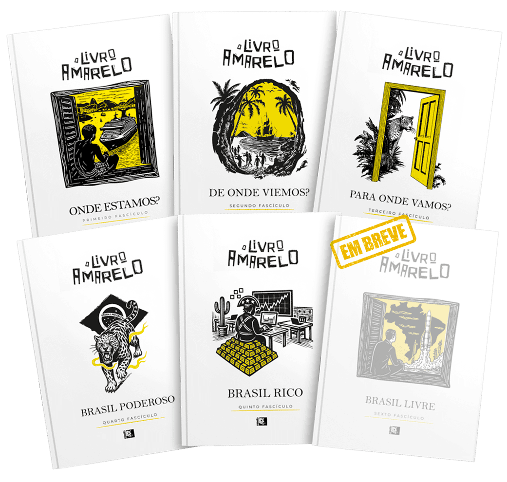 três fascículos do livro amarelo mockup
