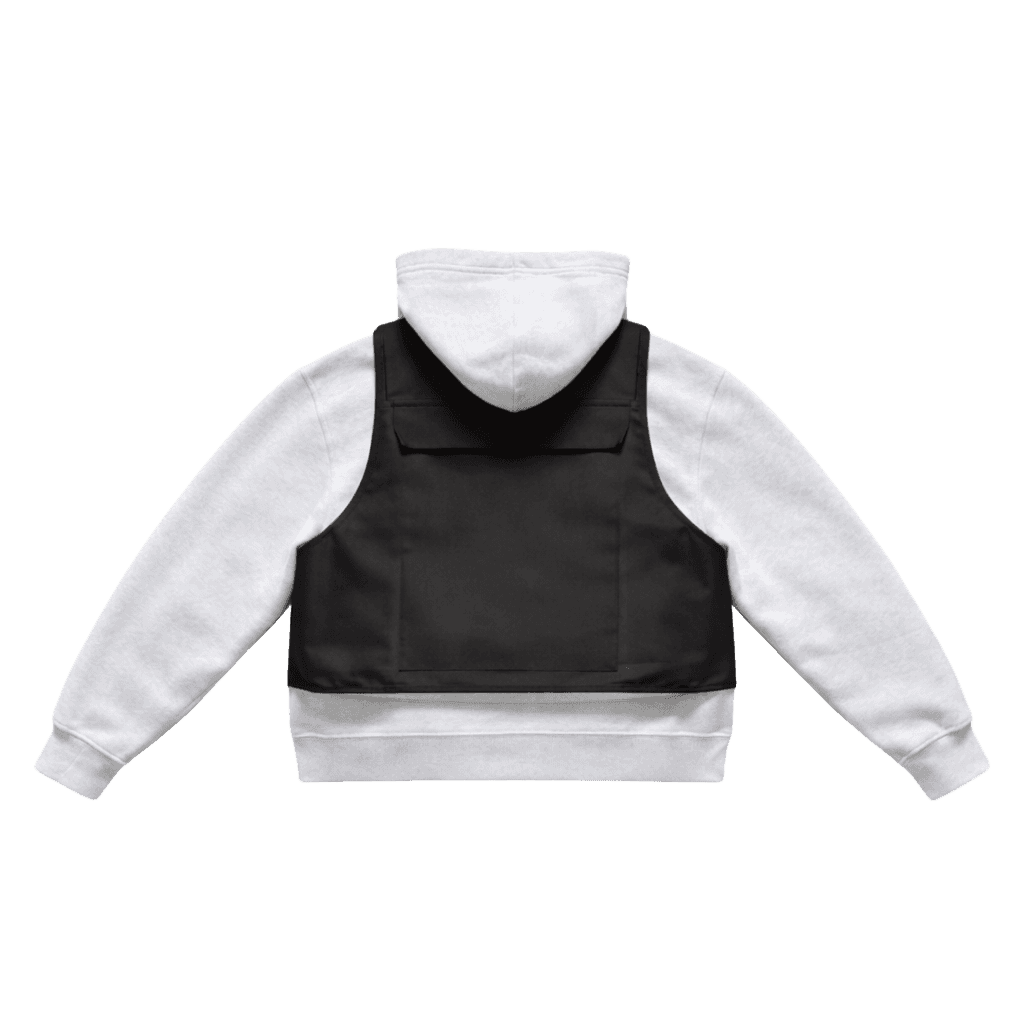 close up left image of a brown jacket