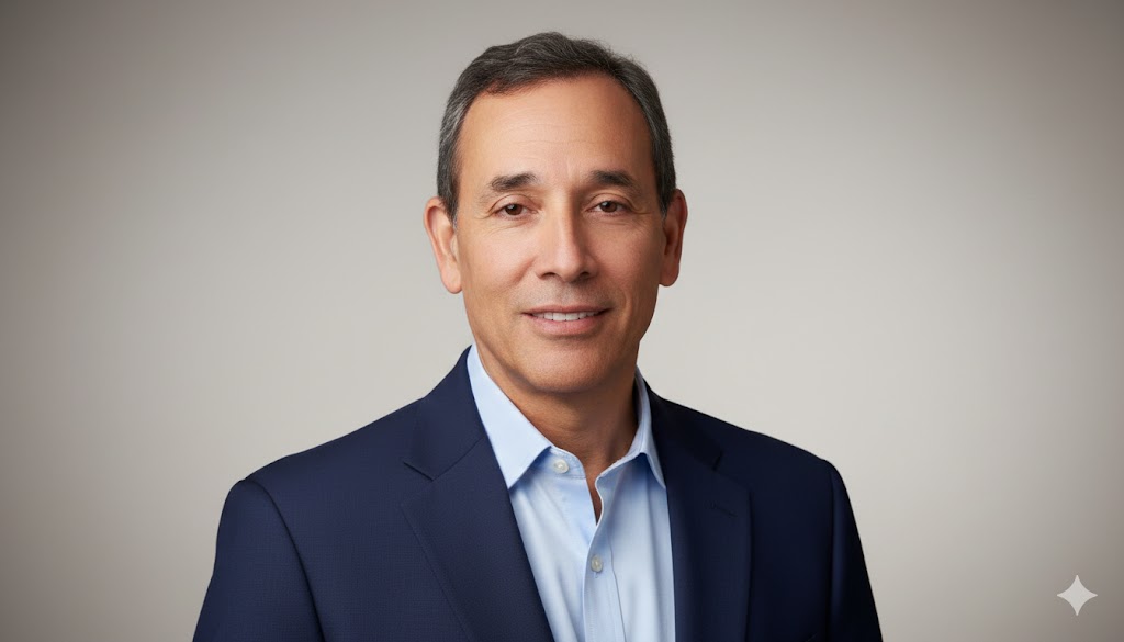 Fashion portrait of a woman in a wide-brim hat and graphic pink patterned shirt standing in front of a bright pink wall under clear desert light.