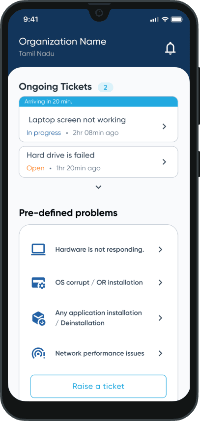 A smartphone screen displaying a list of suggested actions and troubleshooting topics.