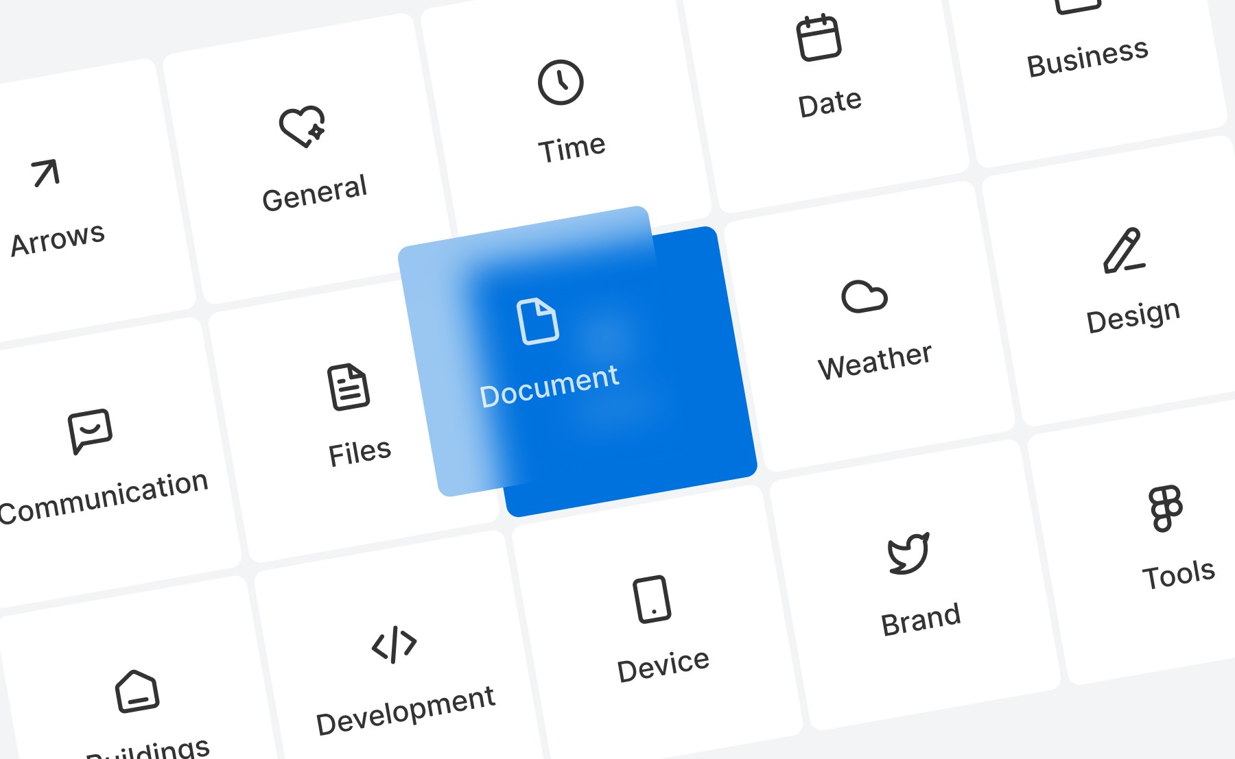 Image of an icon library showcasing a diverse collection of high-quality icons in various styles, including stroke, solid, duo stroke, and duo color, organized by categories for easy navigation.