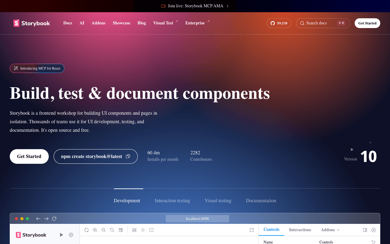 Storybook екранна снимка