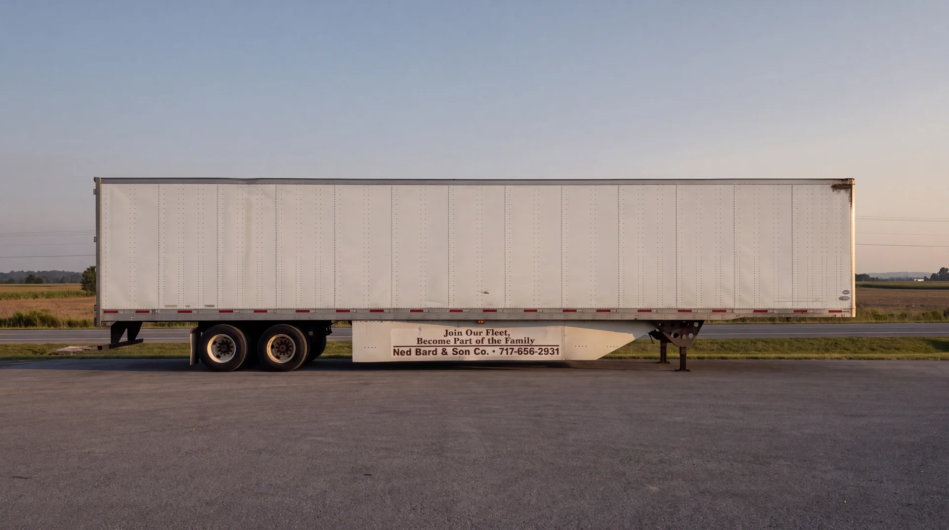 White Bard dry-van trailer in side profile