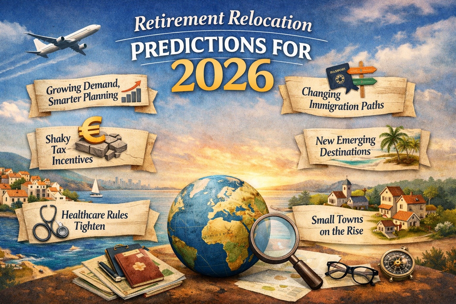 Map with 6 predictions for retirement relocation in 2026