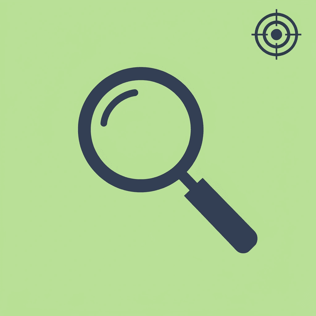 Magnifying glass icon representing deep focus on specialized scholarship targeting