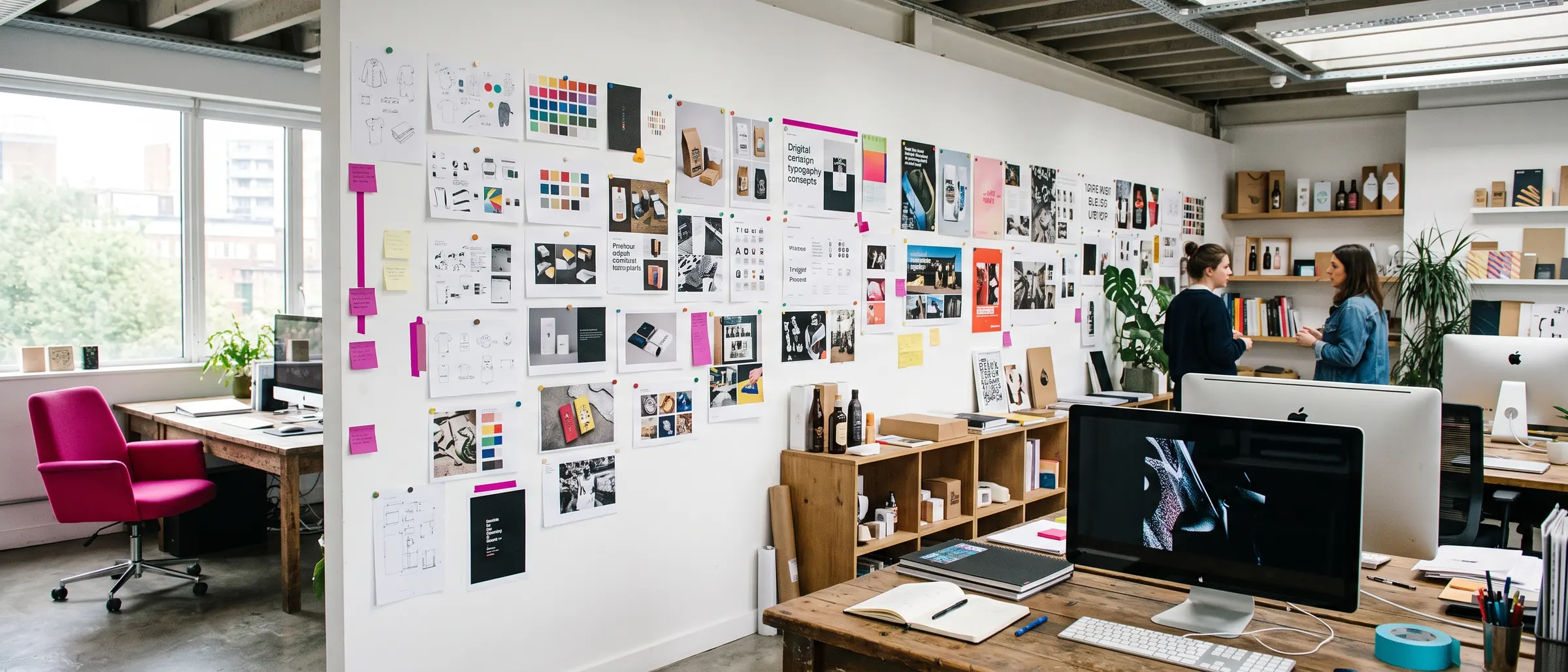 The proofing wall, Rivington Street · every job goes up at real size before it ships