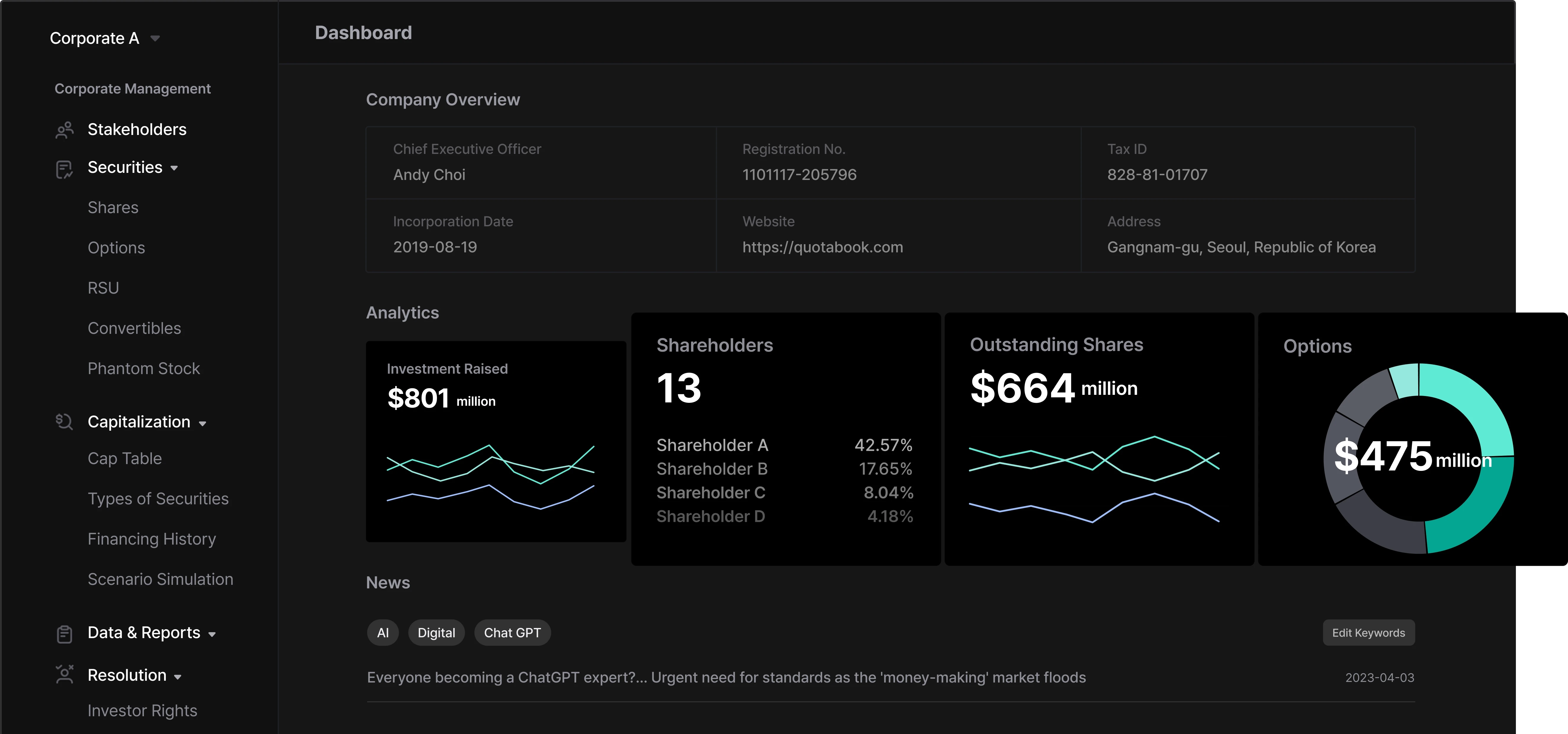 QuotaBook Dashboard