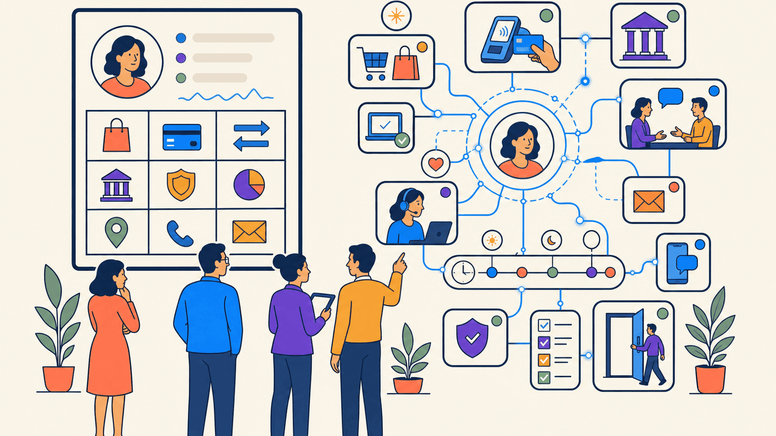 Bankteam verbindet Kundendaten, Kontext und kontrollierte Entscheidungen in einer Customer-Brain-Architektur.
