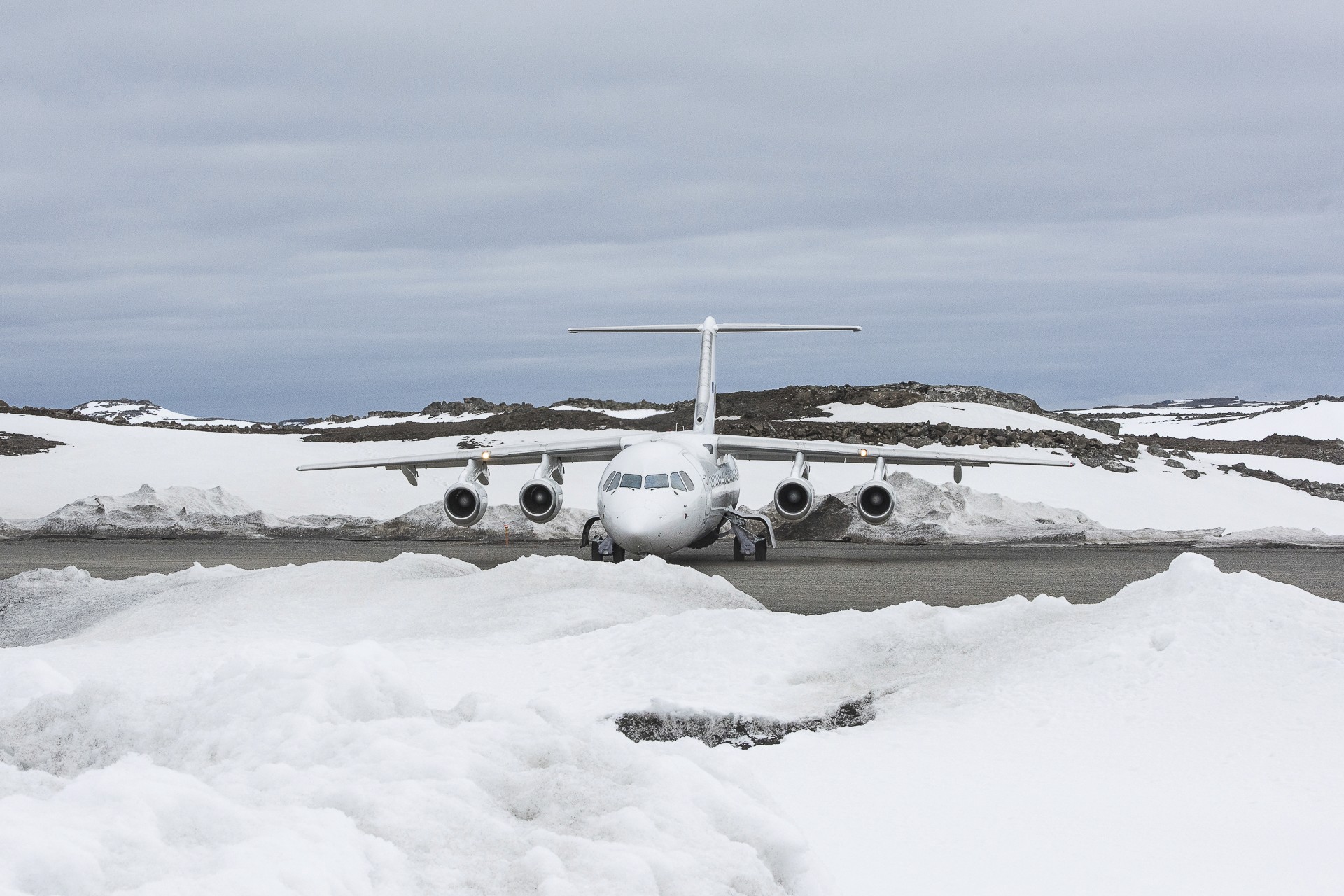 Flight landing at King George Island Antarctica