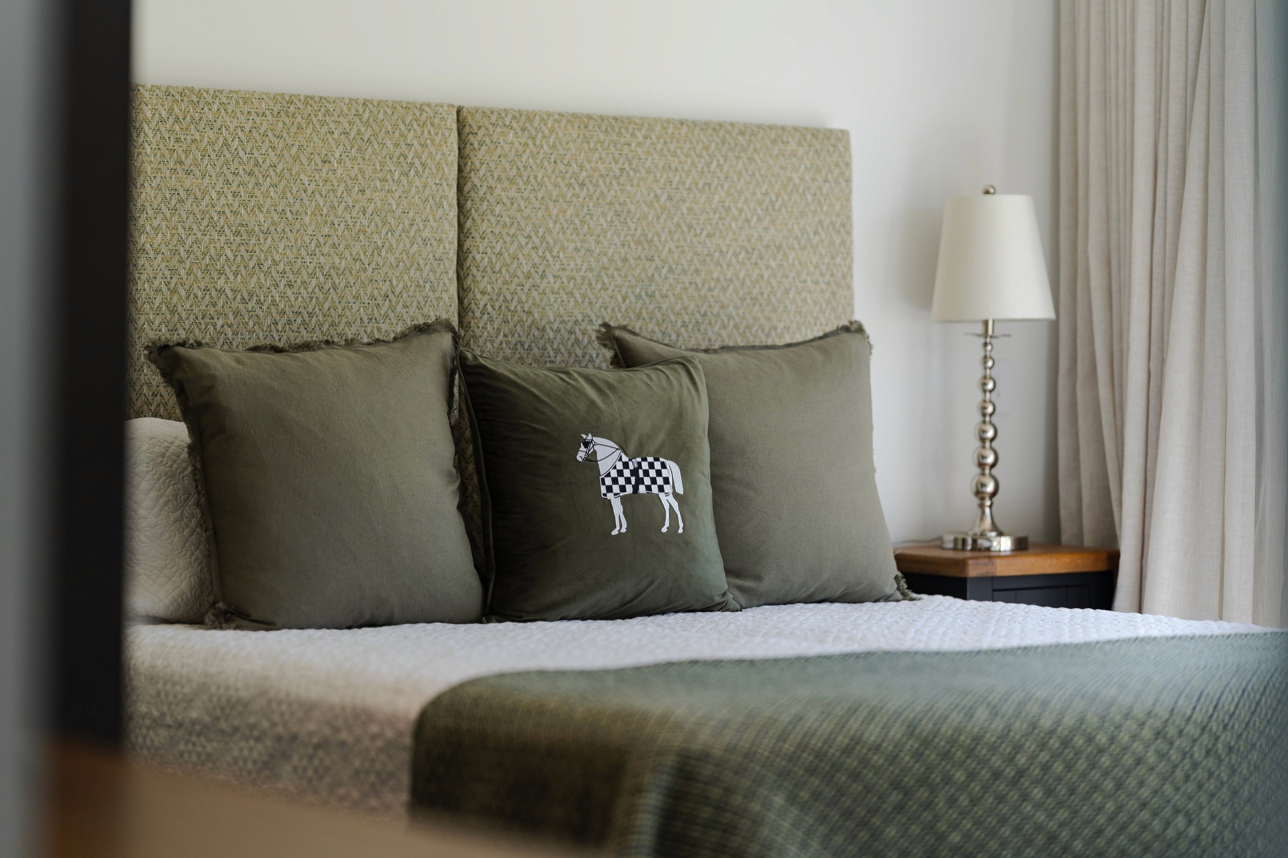 Bedroom with layered bedding