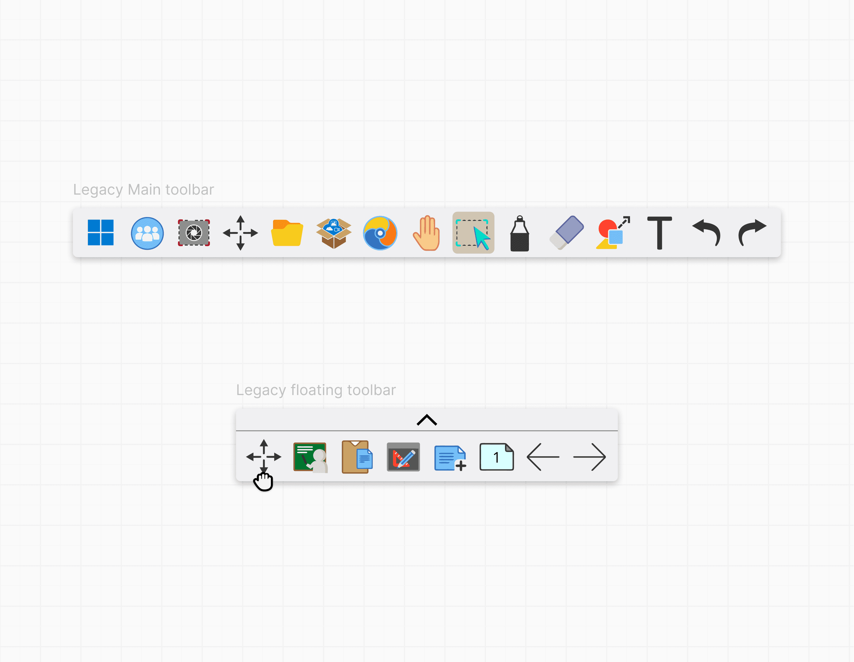 The image of old toolbars UI