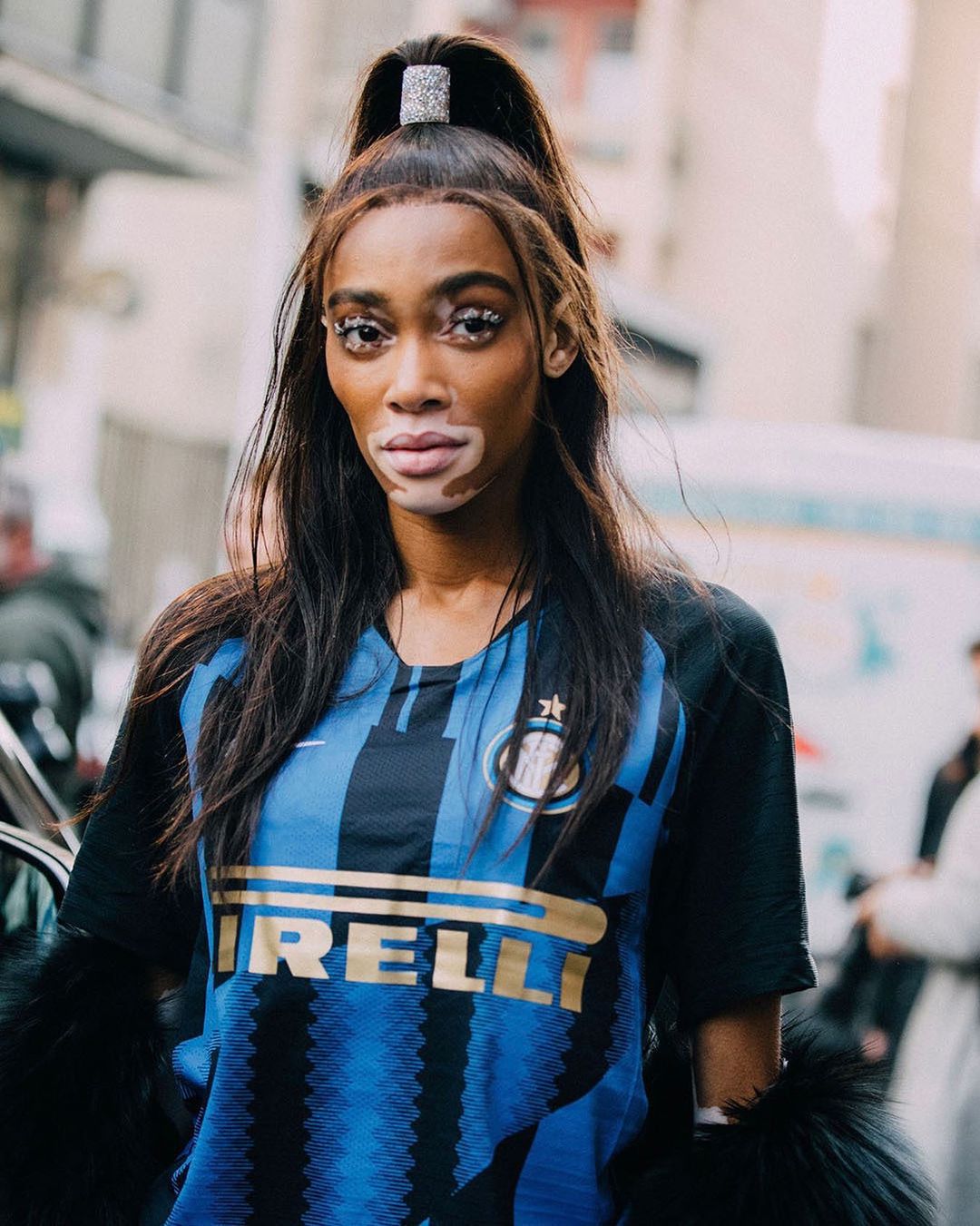 fashion week streetstyle Inter Milan soccer jersey