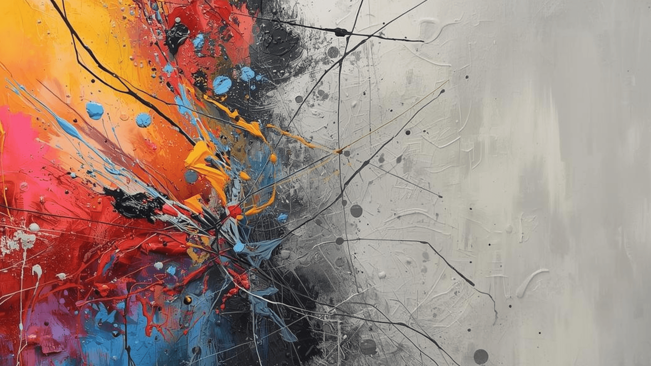 Abstract burst of color dissolving into grey – symbolizing the collapse of AI hype and why many AI projects quietly fail