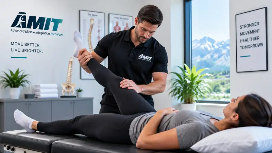 Chiropractor performing a neurological evaluation for sciatica pain.